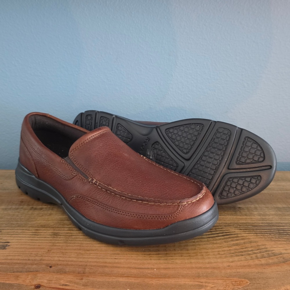 Rockport Mens Junction Point Slip On Loafer‎ Chocolate Brown Leather 8 W
